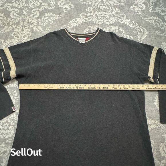 Vintage Reebok Classic Men's V-Neck Sweater Charcoal Gray 2XL Long Sleeve - Picture 5 of 7